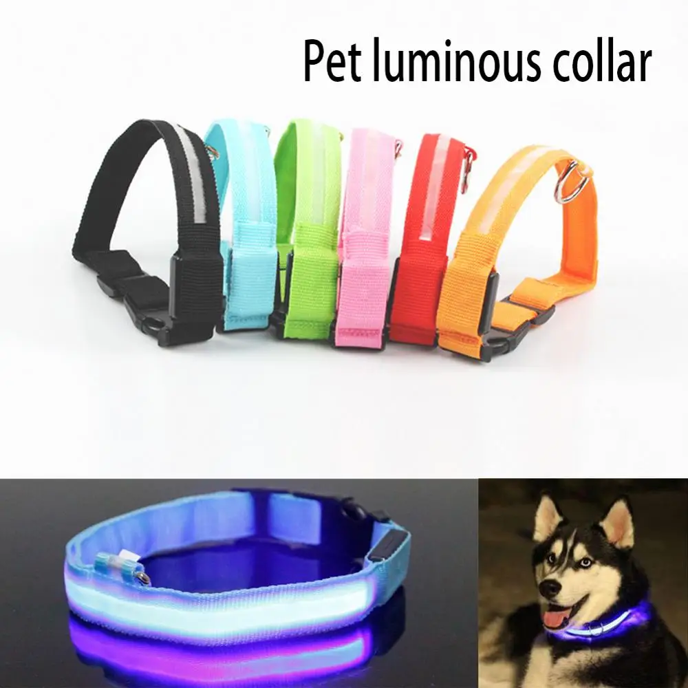 New Brand Pet Safty Led Collar Dog Cat Flashing Luminous Safety Light Up Nylon Webbing Battery Operated | Дом и сад