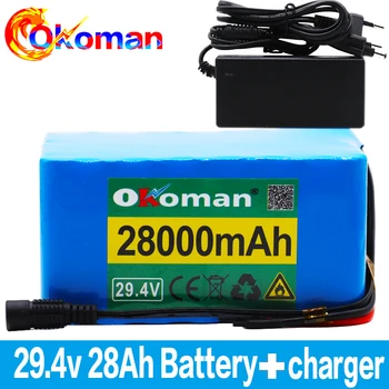 

7S5P 24v 28Ah battery pack 250w 29.4V 28000mAh lithium ion battery for wheelchair electric bicycle pack BMS + 2A charger