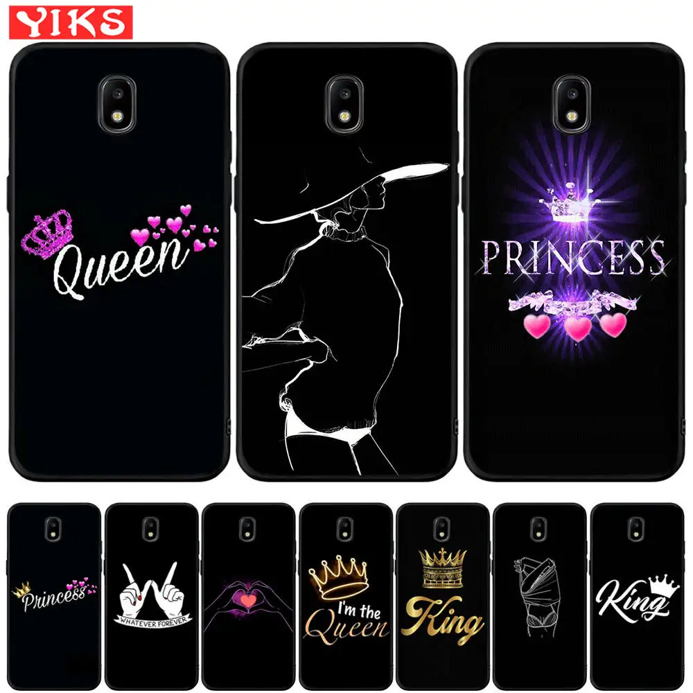 Чехол с мультяшной короной для Samsung J3 J5 J7 2016 2017 чехол надписью King Queen Princess J2 Pro 2018 J4 J6