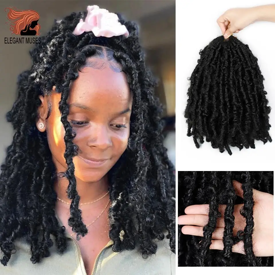 Synthetic Distressed Butterfly Locs Crochet Hair Butterfly Bob Faux Locs  12inch Crochet Braids Hair Black Messy Soft Locs - Synthetic Braiding Hair(for  Black) - AliExpress