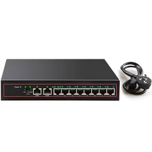 10 портов POE Ethernet коммутатор 48 в VLAN 10/100 Мбит/с IEEE 802.3af/at сетевой коммутатор для CCTV IP камеры беспроводной AP 250 м Прямая поставка