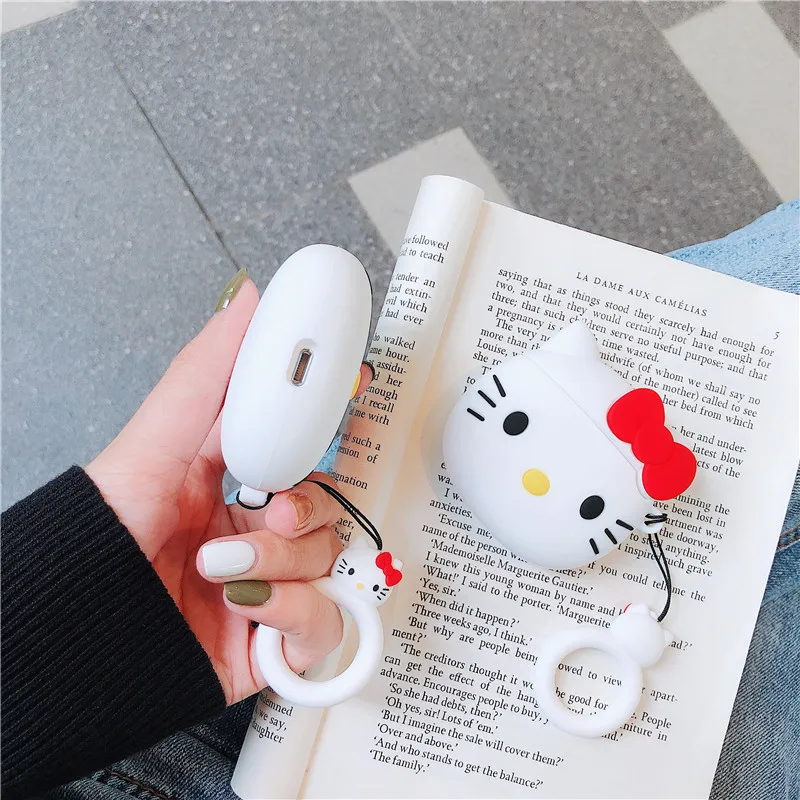 Милый 3D силиконовый чехол для наушников с рисунком Hallo Kitty для Apple Airpods2
