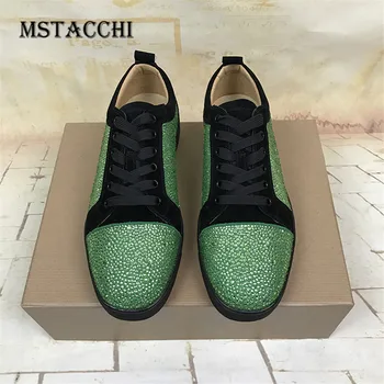 

MStacchi Cow Suede Men Walking Shoes Fashion Rhinestone Solid Color Round Toe Cross-tied Breathable Wearproof Male Casual Shoes