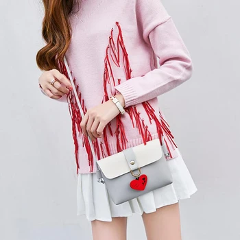 

Women's Fashion Pu Leather Handbag Crossbody Bag Ladies Creative Heart Hanging Ornament Small Shoulder Bags For Female Bags