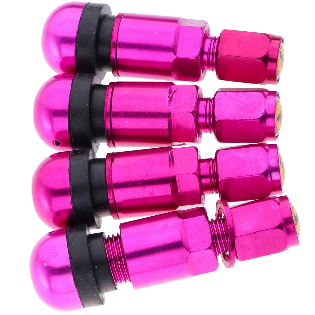 4x Bolt-in Car Auto Aluminum Tubeless Wheels Tire Valve Stems+Dust Cap