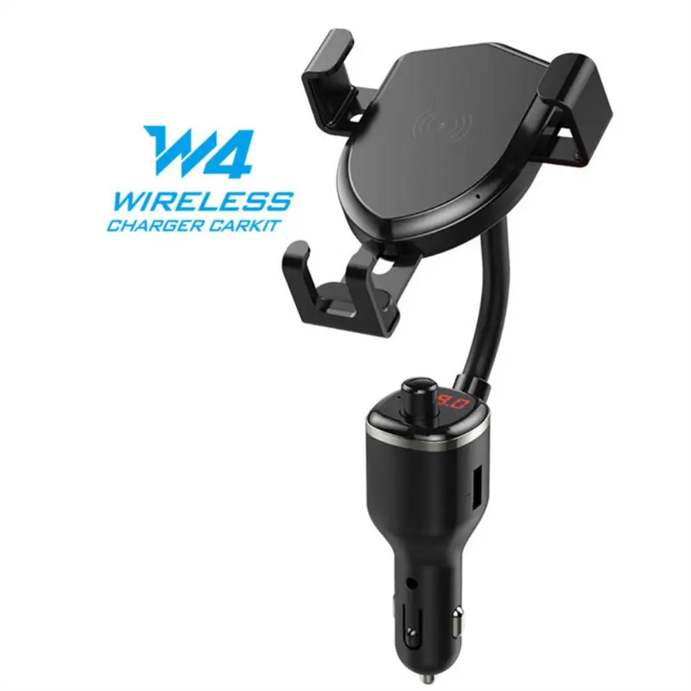 10W Wireless Fast Charge Vehicle MP3 Player FM Transmitter Dual USB Mobile Phone Holder Stand For Iphone X XS MAX Xiaomi Sumsung | Мобильные