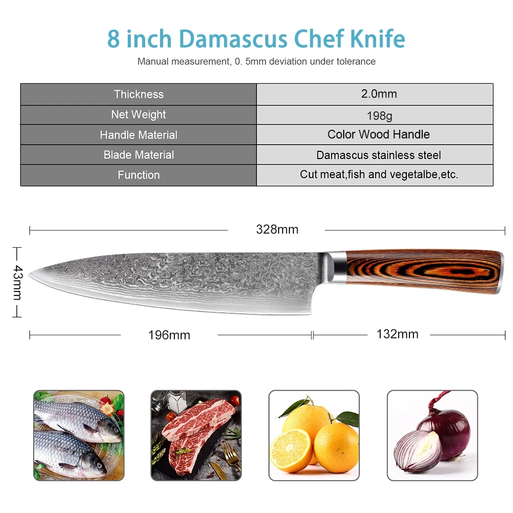 XITUO Super sharp Kitchen Knife Hammered forged Damascus Steel Chef Knife  Non-stick Cooking knives Ergonomics wooden handle - AliExpress