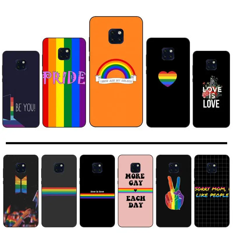 LGBT цветной Радужный черный ТПУ мягкий чехол для телефона Huawei Mate 9 10 20 Pro lite 20x nova 3e P10