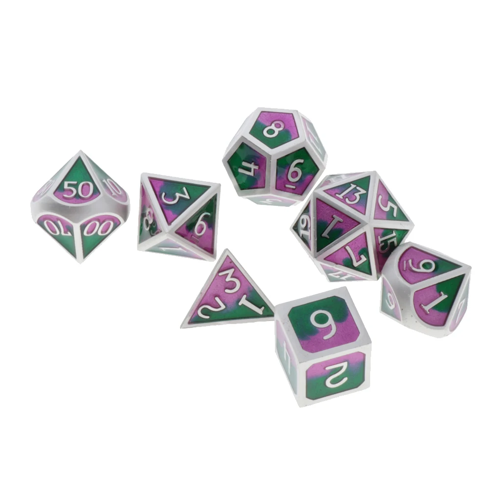 7pcs Embossed Metal Multi-sided Polyhedral Dice Set for Dungeons and Dragons Dice MTG DND RPG Table Games Board Game D20 D12 Set