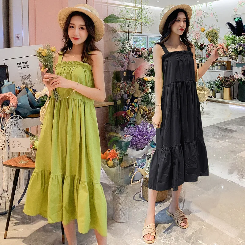 

Maternity Clothes 2019 Summer CHIC Avocado Versatile Loose-Fit Mid-length Sleeveless Pregnant Women Dress
