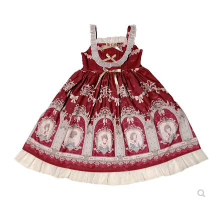 Japanese sweet princess lolita dress vintage gothic loli Soft Girl cosplay jsk printing cute high waist jsk Lolita cos loli
