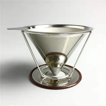 

Reusable Stainless Steel Coffee Filter and Holder Set Cone Metal Mesh Funnel Baskets Infuse Coffee Dripper v60 Drip Filter Tools