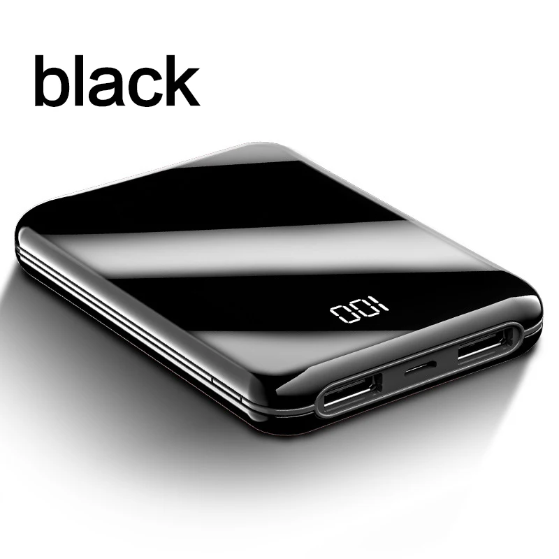 Mi ni power Bank 20000 мАч для Xiaomi mi, быстрая зарядка, повербанк mi rror, экран mi ni Pover Bank, Внешнее зарядное устройство, внешний аккумулятор - Цвет: Черный