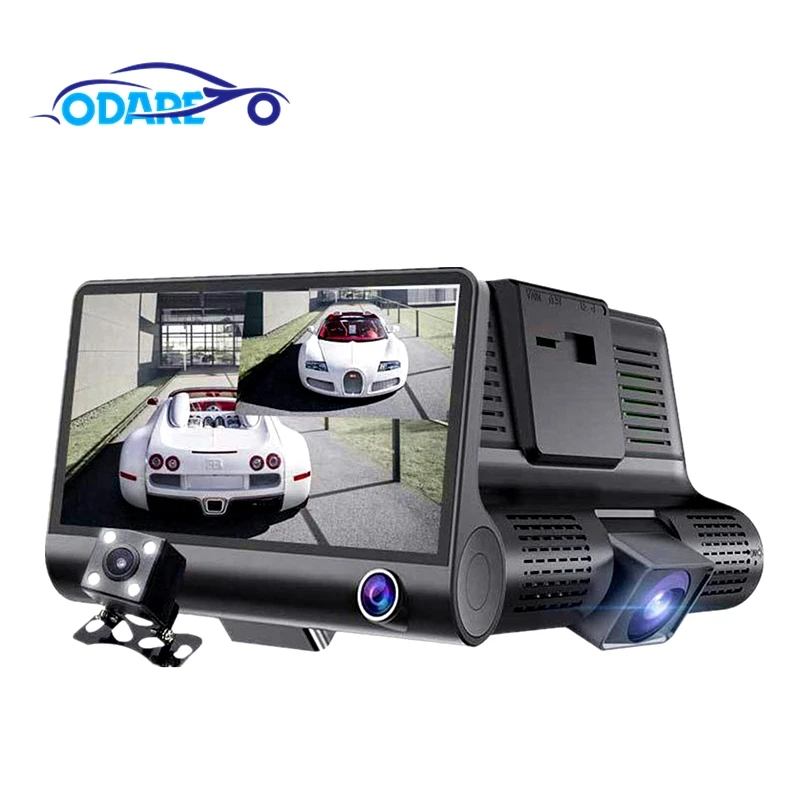 

Odare 3 Camera Lens 1080P HD Rearview Car DVR 4.0 Inch Dash Cam G-sensor Rear View 170 Degree Night Vision Registrator Dash cam