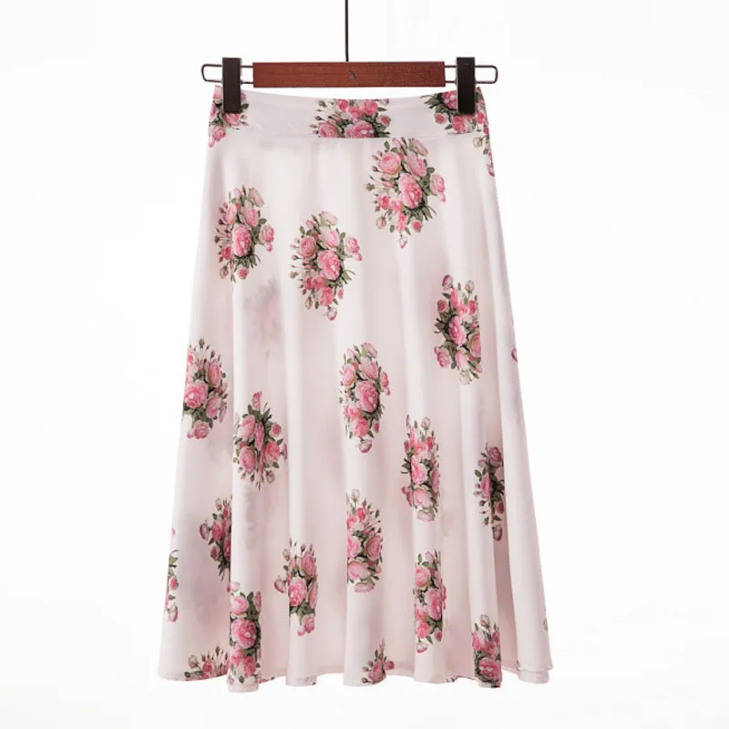 Винтажные юбки с цветочным принтом для женщин, элегантная повседневная модная юбка, женская сексуальная юбка с большим подолом, Faldas Mujer Moda Jupe Femme
