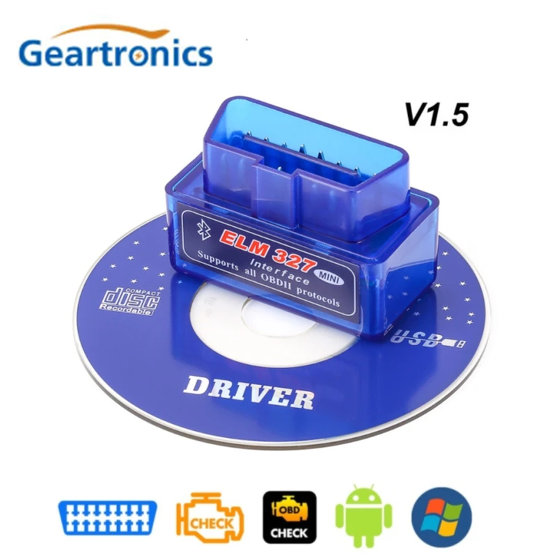 OBD2 V1.5 elm327 Bluetooth V 1,5 OBD 2 Elm 327 Автомобильный диагностический инструмент сканер Elm-327 OBDII адаптер Супер Мини автоматический диагностический инструмент