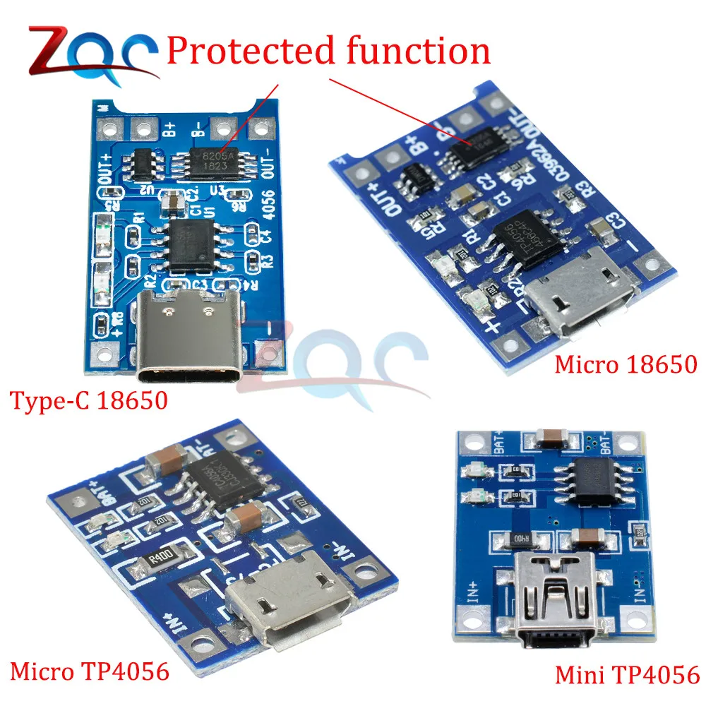 Type c Micro Mini USB 5V 1A 18650 TP4056 литий ионная стандартная зарядная плата разъем с