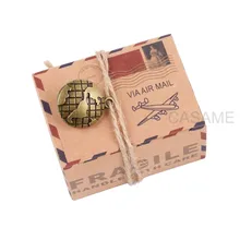 50 шт. бумага Винтаж любимые Крафтовая коробка конфет бумага путешествия тема самолет воздушной почты коробки компас земля Свадебные сувениры