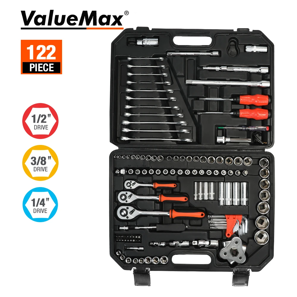 Набор ручных инструментов ValueMax 27-122 шт. набор для ремонта автомобиля коробка