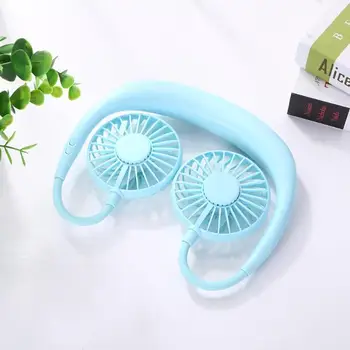 

USB Rechargeable Mini Neckband Fan Personal Fan Wearable Hand Free Fan 3 Speed Adjustable Fan with led light for Travel Sports