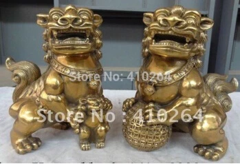 Free Shipping 9 China Brass Wealth Animals Jixiang Foo Fu Dog Lion Ball Pixiu Statue Pair Aliexpress