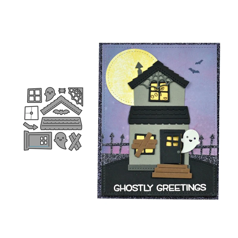 

Metal Cutting Dies for Scrapbooking Die Cut Halloween Haunted House Craft Stencil Handmade Paper Cards Making Model Decoration