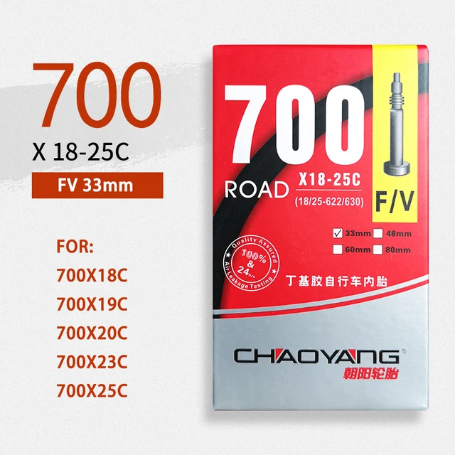 CHAOYANG MTB Bicycle Tube ROAD 26 27.5 29 inch 1.75-2.1/2.35 FV 33mm 48mm Mountain Bike ROAD Inner Tire 700x18-25C-FV33mm