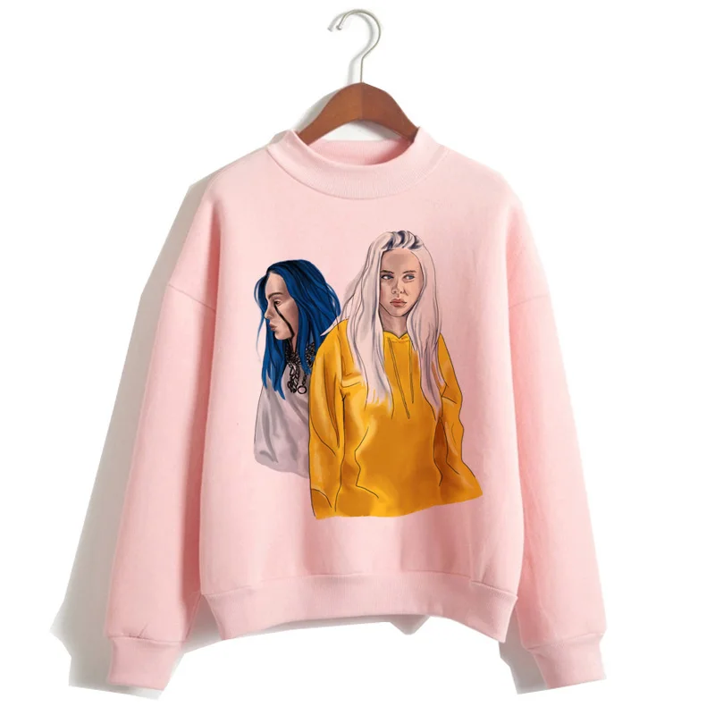 YY1119001-1 Billie Eilish, Женская толстовка с капюшоном большого размера, Harajuku, хип-хоп, Kawaii, 90 s, зимняя толстовка, Женская толстовка с забавным принтом для девочек - Цвет: YY1119001-1