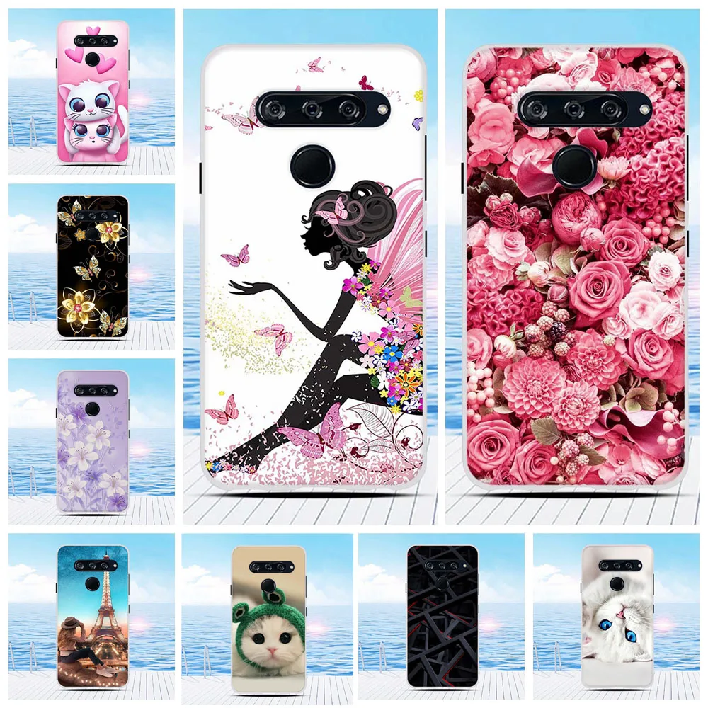 Phone Case For LG V40 ThinQ Soft TPU Silicone Housing Bag Pattern Cover V40ThinQ V405 Coque 6.4&quot |