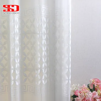 

Modern Geometric Luxury Living Room Curtains Transparent Yarn Cortina Fabric Drape Decoration Room Window Treatment Single Panel