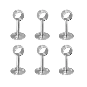 

Stainless Steel Shower Curtain Pipe Wardrobe Pole Holder Lever Flange Socket 6 Pack