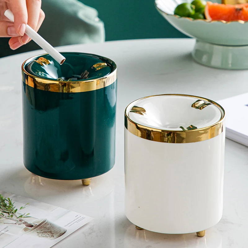 Luxury Ceramic Ashtray Funnel Type Anti Fly Ash Office Creativity