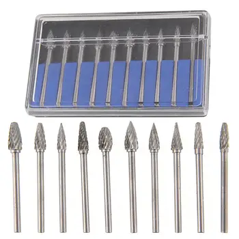 

New 10X Tungsten Steel Dentist Dental Burs Lab Burrs Tooth Drill Tool Set # #