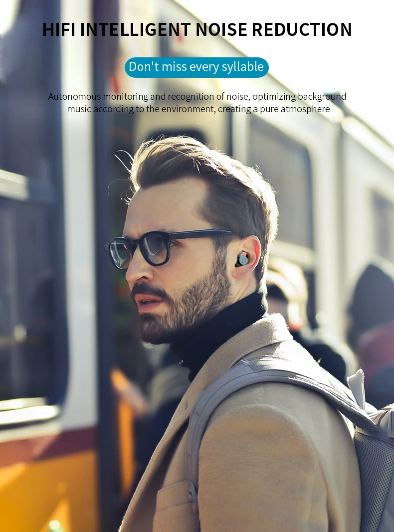 Pantalla LED de energía auriculares Bluetooth TWS auriculares estéreo de negocios Bluetooth auriculares inalámbricos con caja de