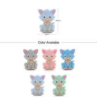LOFCA Cat Silicone Beads 5pcs Infant Teether Silicone Baby Teething Beads Food Grade Nursing Chew Silicone Beads Baby Teether 2