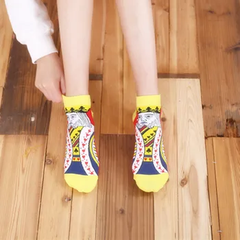 

Funny Woman Sock Poker Socks for Women Colorful Style Ladies Ankle Standard Sox Female Soft Cotton Trendy Spring Summer Sokken