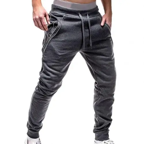 Dark Gray Спортивные мужские одноцветные штаны на шнурке, брюки на молнии для бега, спортивные штаны - Цвет: Dark Gray
