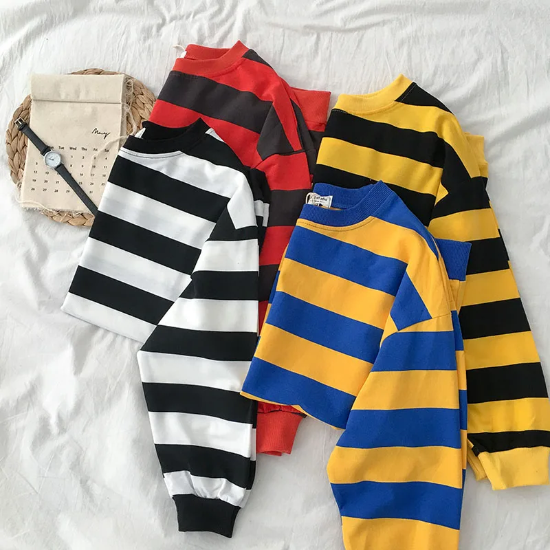 

Kpop Korean Style Striped Hoodie Women Oversizes Harajuku Sweatshirt bangtan boys Streetwear bantan kpop outfit
