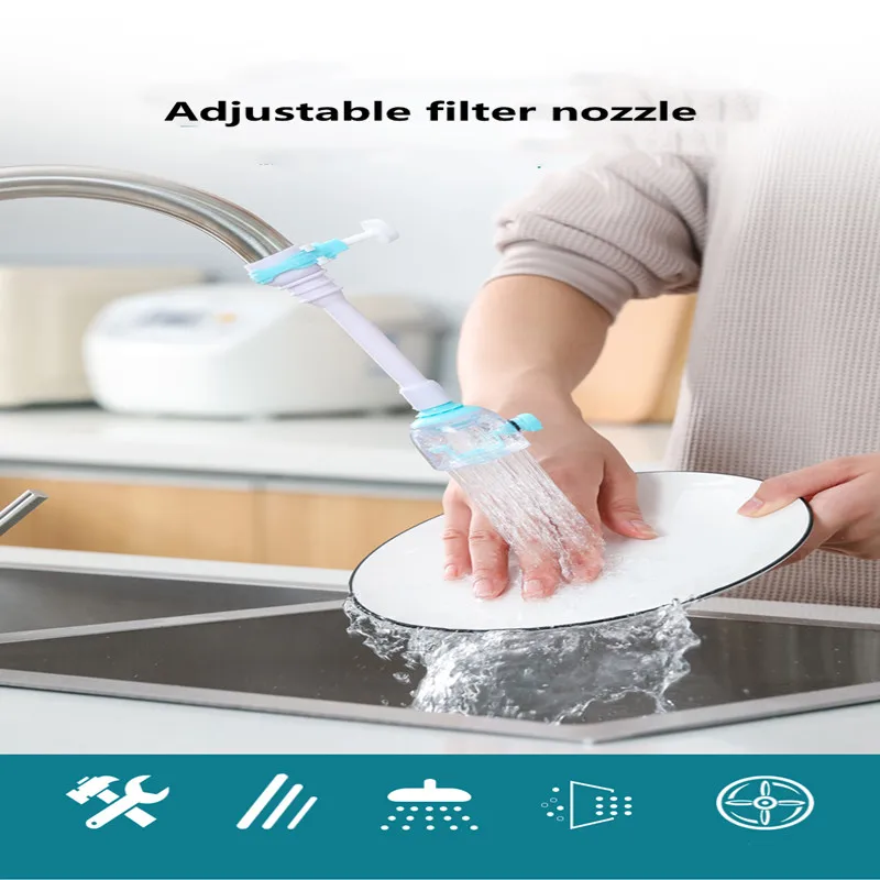 Kitchen Faucet Water-Saving Anti-Splash Head Universal Universal Extension  Filter 360°Rotating Colorful Shower Nozzle Bubbler