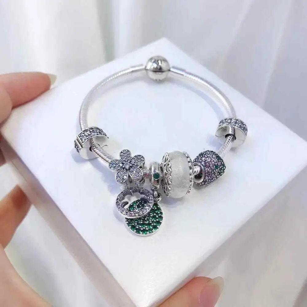 

Kaliyah Shop High Quality 1:1 100% 925 Pure Silver Niche Design Vintage Glazed Bead Clasp Bracelet Free Shipping