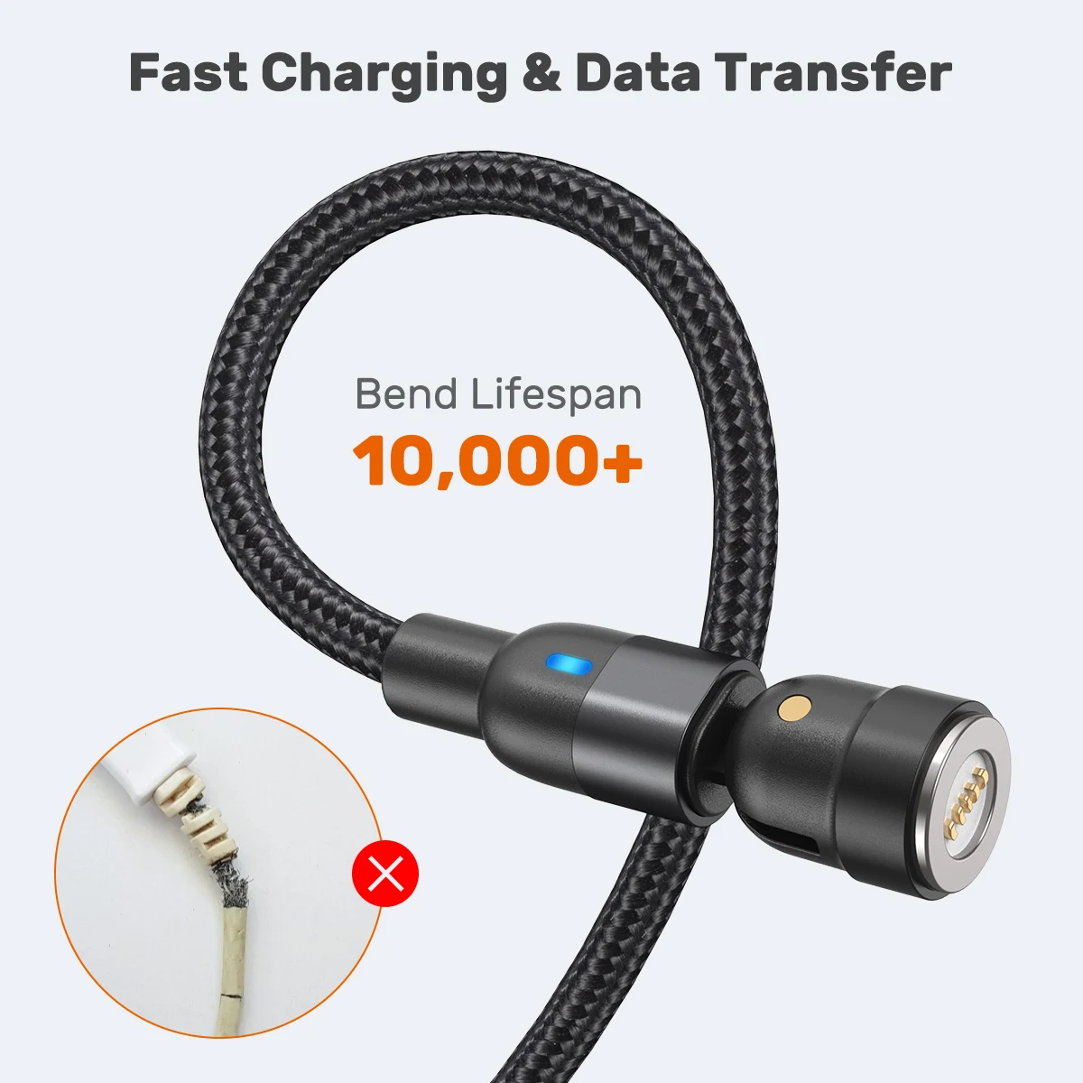 AUFU 3 in 1 Magnetic Fast Charging Cable 2m 1m 3m For iPhone Xiaomi Samsung Type C Cable Micro USB Magnet Charger 3 Pack