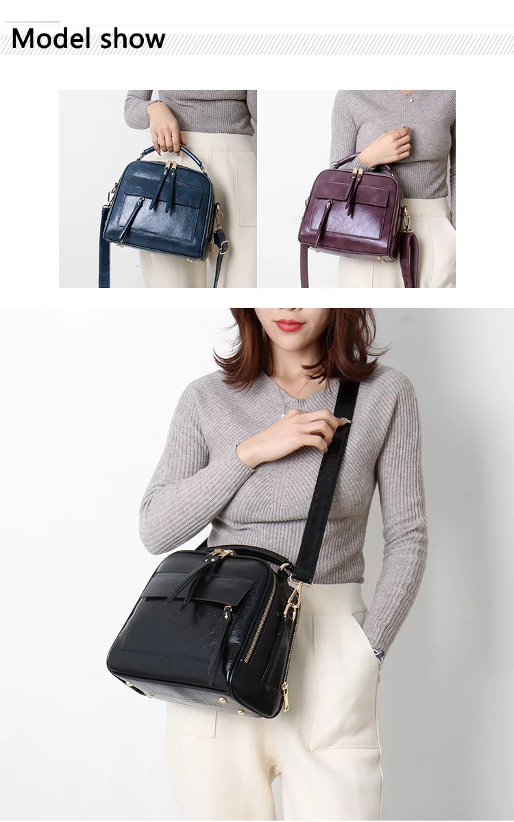 Модная сумка из воловьей кожи, роскошная брендовая сумка на плечо, Большая вместительная однотонная женская сумка, женская дизайнерская сумка на плечо