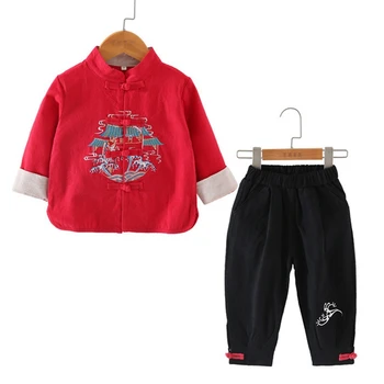 

China Fengguo school uniforms clothes boys Tang suits children's costumes Hanfu children's clothing spring autumn improved Hanfu