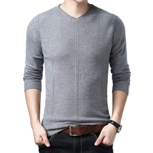 Новые мужские теплые свитера с v-образным вырезом, утолщенный свитер, мужской Клетчатый вязаный пуловер