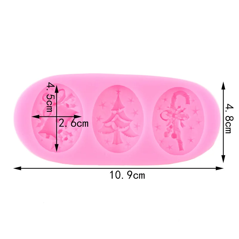 Christmas Tree Cane Bell Bows Silicone Molds Candy Chocolate Mould Christmas Cake Decorating Tools Cupcake Topper Fondant Moulds