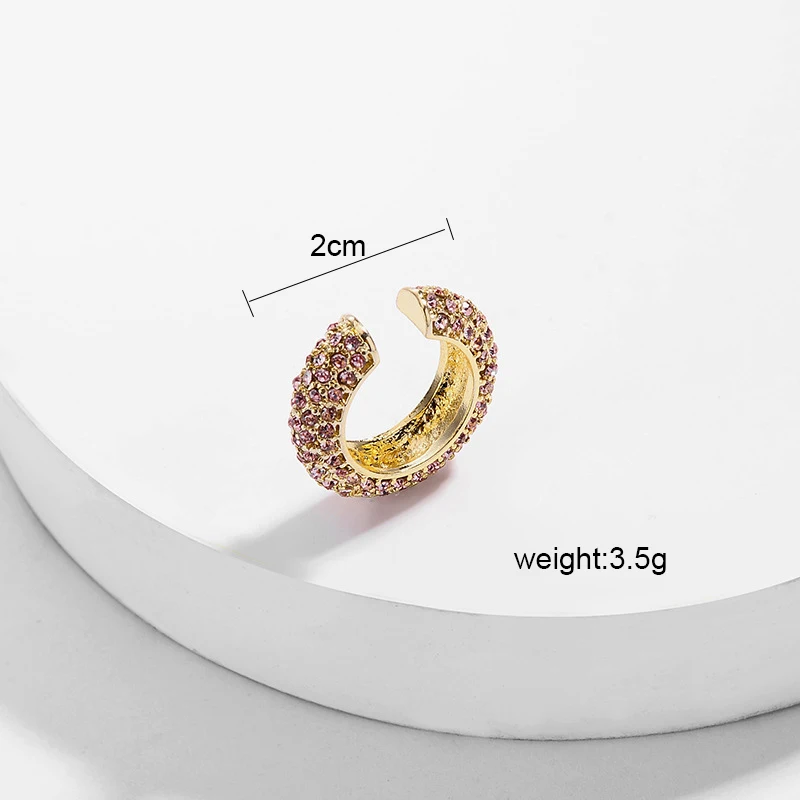 Colorful Rhinestone paved earcuffs without hole Rainbow Ear Cuff C shape no piercing nickel free clip on earrings