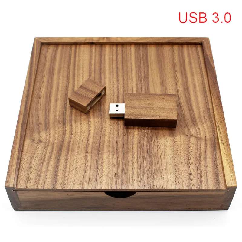 With box TEXT ME usb 3,0 сделанный на заказ Орех Деревянный+ коробка 64GB usb флеш-накопитель 4GB 8GB 16GB 32GB фотография usb3.0 деревянный - Цвет: With box
