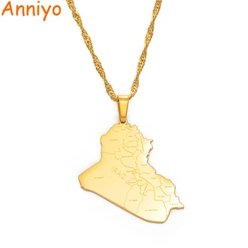 

Anniyo Republic Of Iraq Map Cities Pendant Necklace Gold Color Jewelry Map Of Iraq Necklaces #153621