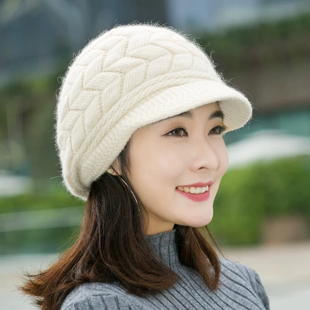 Gorros de inverno feminino, модная женская однотонная утолщенная шерстяная вязаная шапка, уличная остроконечная шапка, женская зимняя шапка