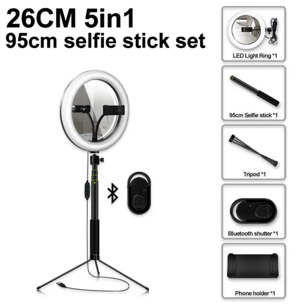 Селфи-палка, заполняющий светильник, селфи с зеркальной палкой, штатив, Bluetooth, пульт дистанционного управления, настольный наземный кольцевой светильник, набор для видео в реальном времени